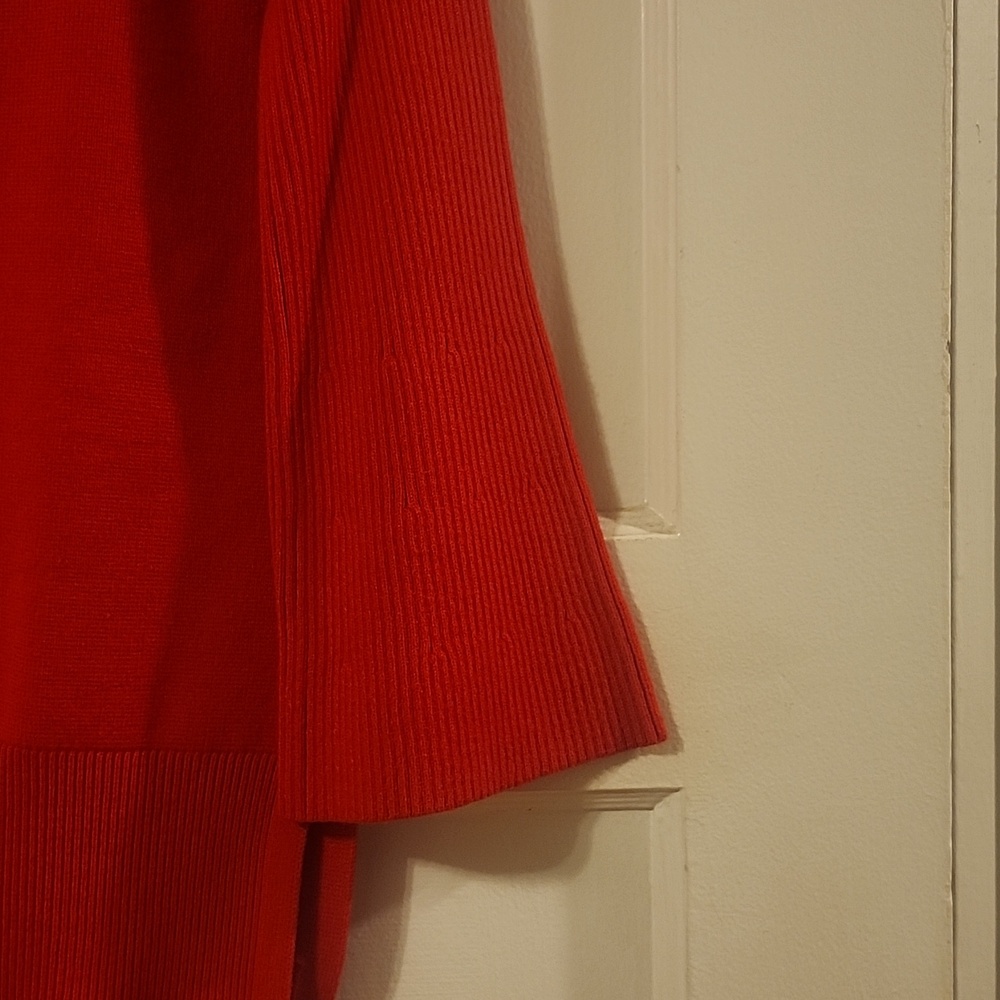 Anthropologie Off-the-Shoulder Red Ribbed Knit Sweater - Picture 3 of 3